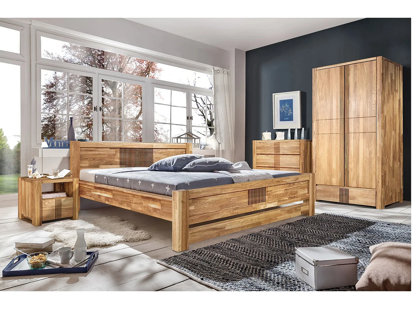 Armoire en chêne massif 2 portes Valoria 156cm