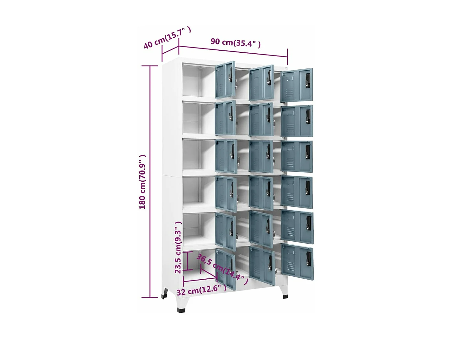 Armoire à casiers Gris clair et gris foncé 90x40x180 Acier