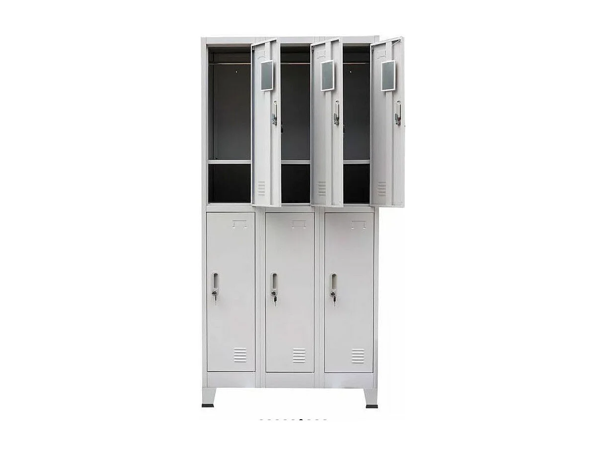 Armoire de bureau 6 portes métal gris Brook