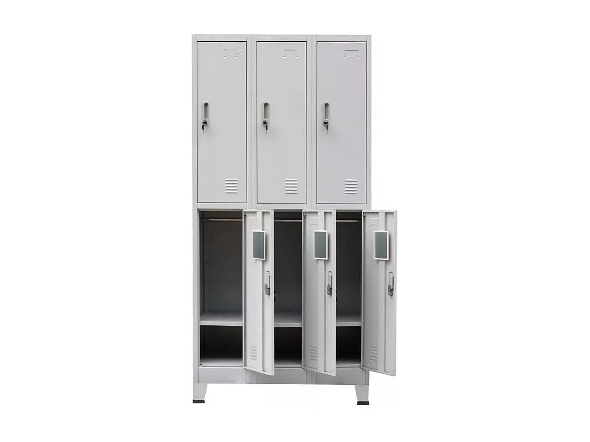 Armoire de bureau 6 portes métal gris Brook