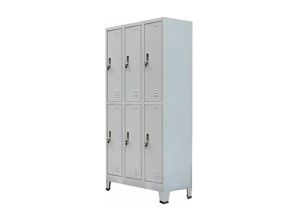Armoire de bureau 6 portes métal gris Brook
