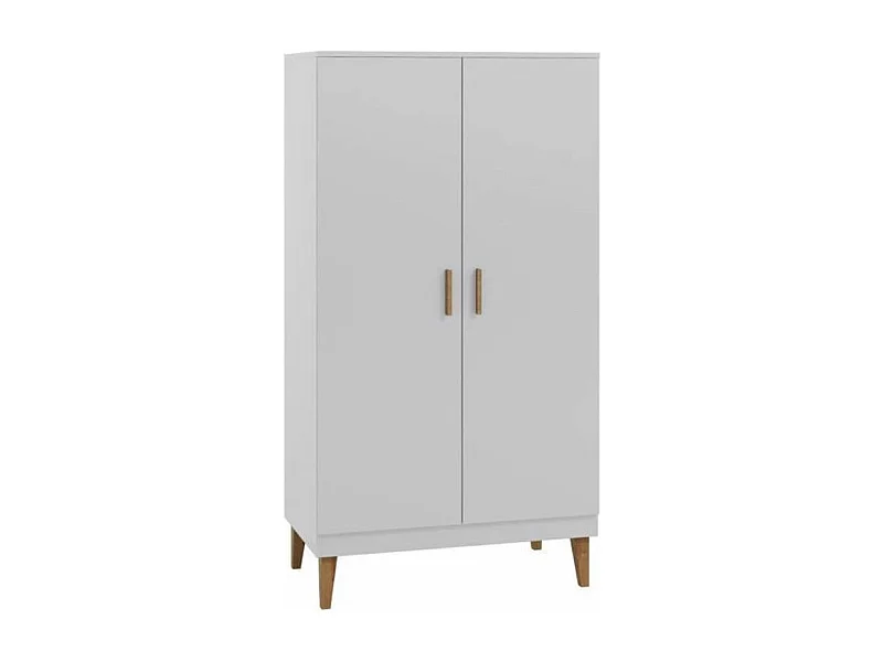 Armoire 2 Portes blanche et pieds en bois de chêne Blanka