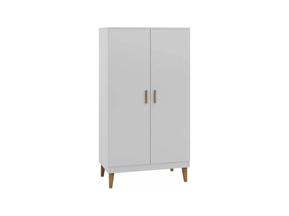 Armoire 2 Portes blanche et pieds en bois de chêne Blanka