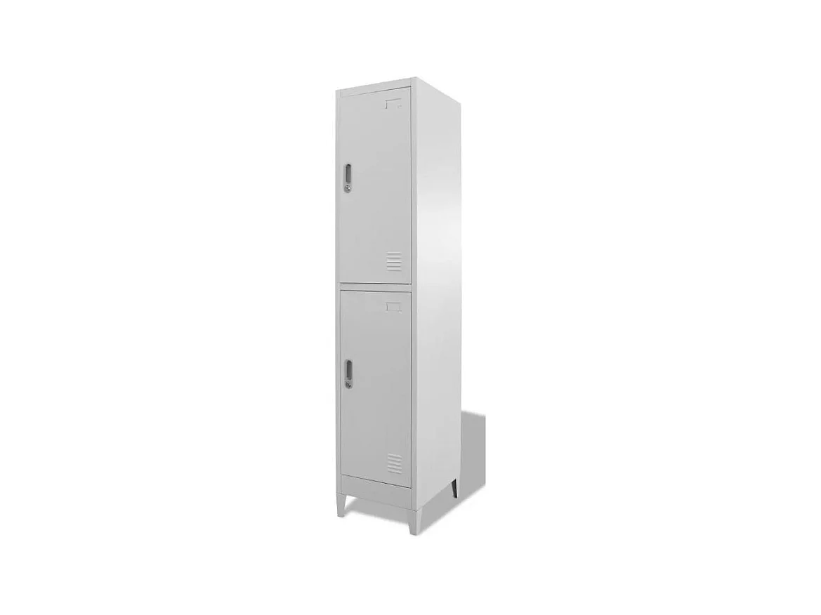 Armoire de bureau 2 portes 2 compartiments métal gris Brook