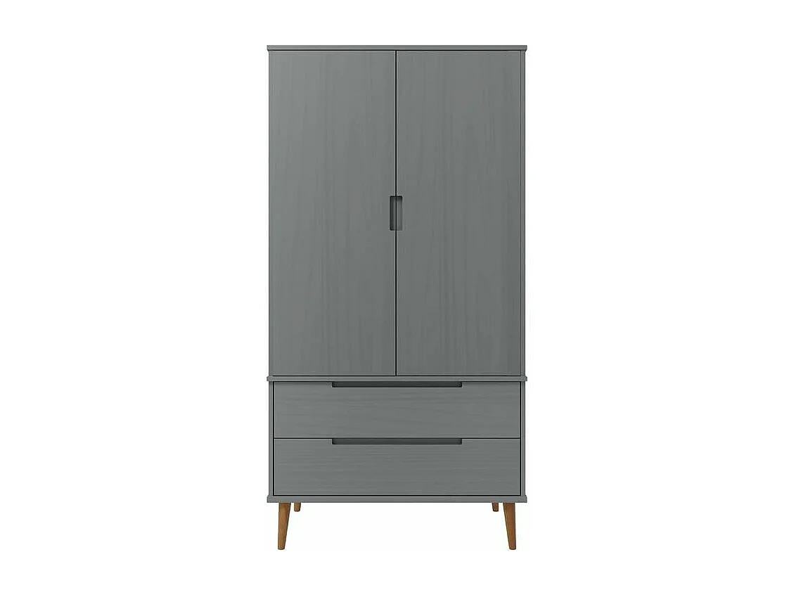 Garde-robe MOLDE Gris 90x55x175 Bois massif de pin