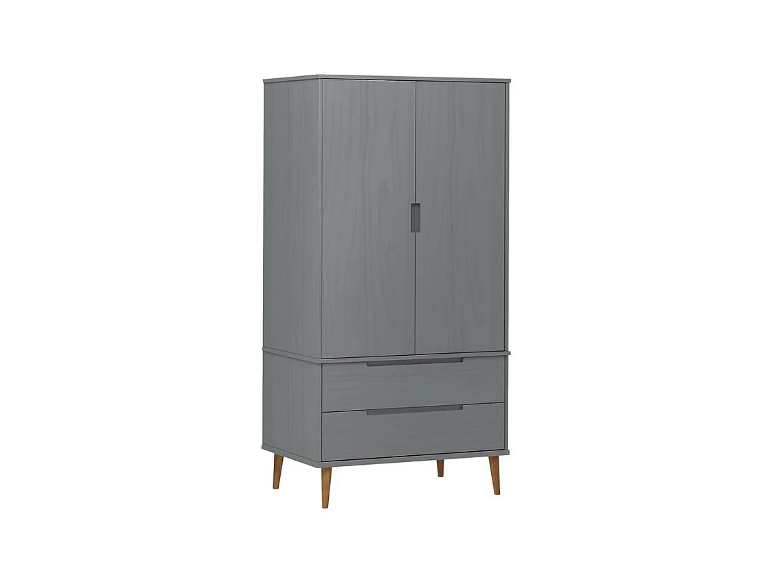 Garde-robe MOLDE Gris 90x55x175 Bois massif de pin
