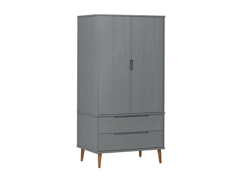 Garde-robe MOLDE Gris 90x55x175 Bois massif de pin