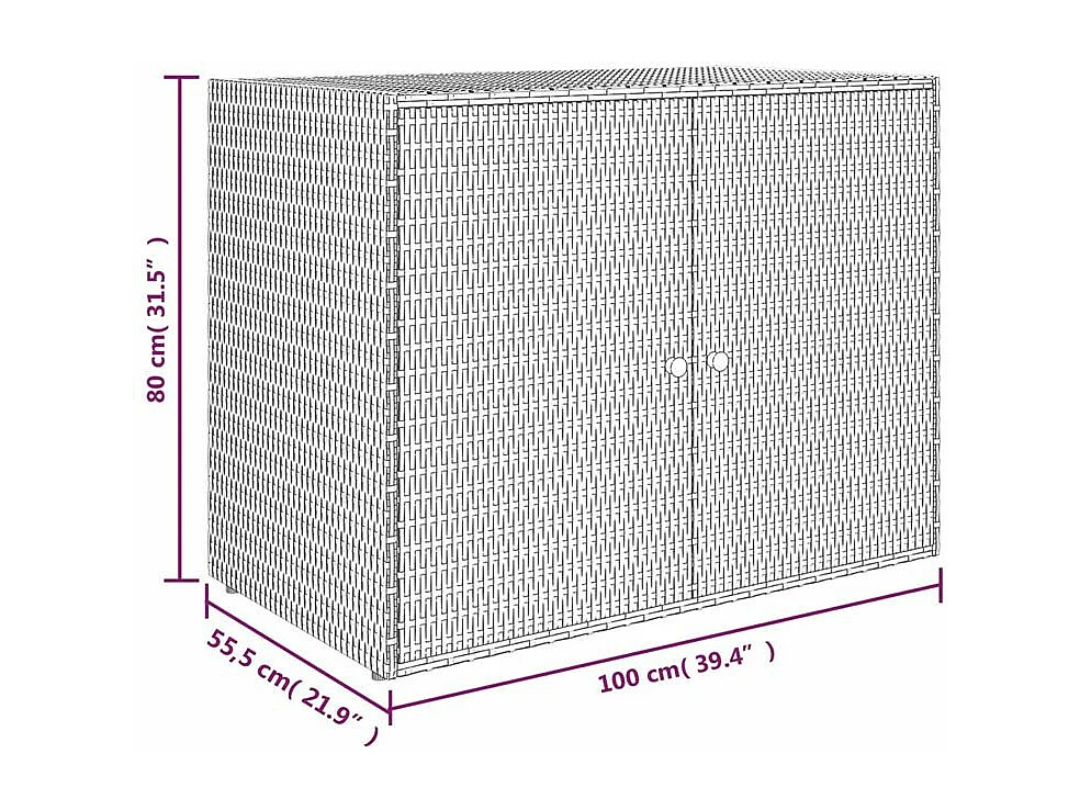 Armoire de rangement jardin Noir 100x55,5x80 Résine tressée