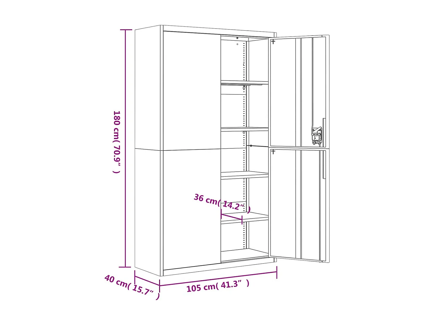 Classeur anthracite 105x40x180 acier