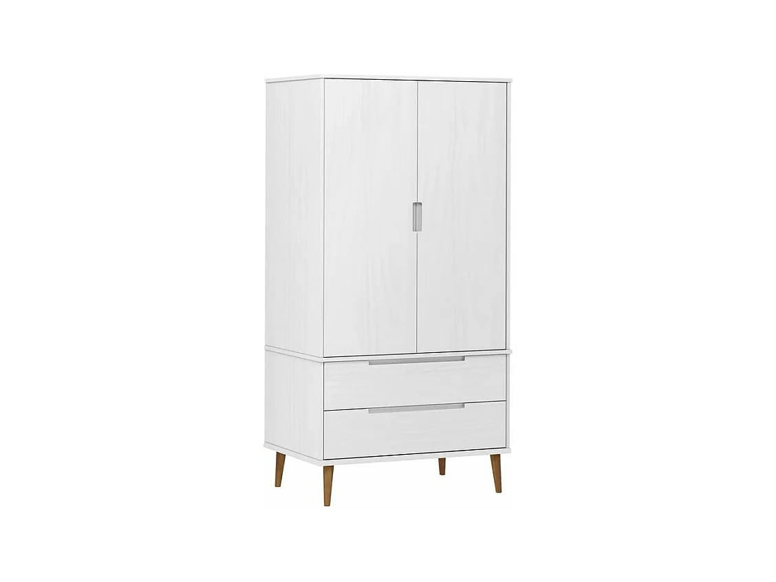 Garde-robe MOLDE Blanc 90x55x175 Bois massif de pin