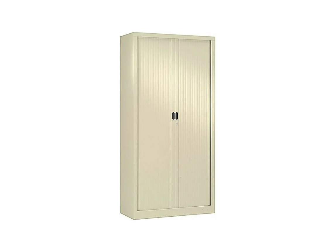 Armoire de bureau à rideaux beige 2 portes coulissantes Giao L90xH180xP43
