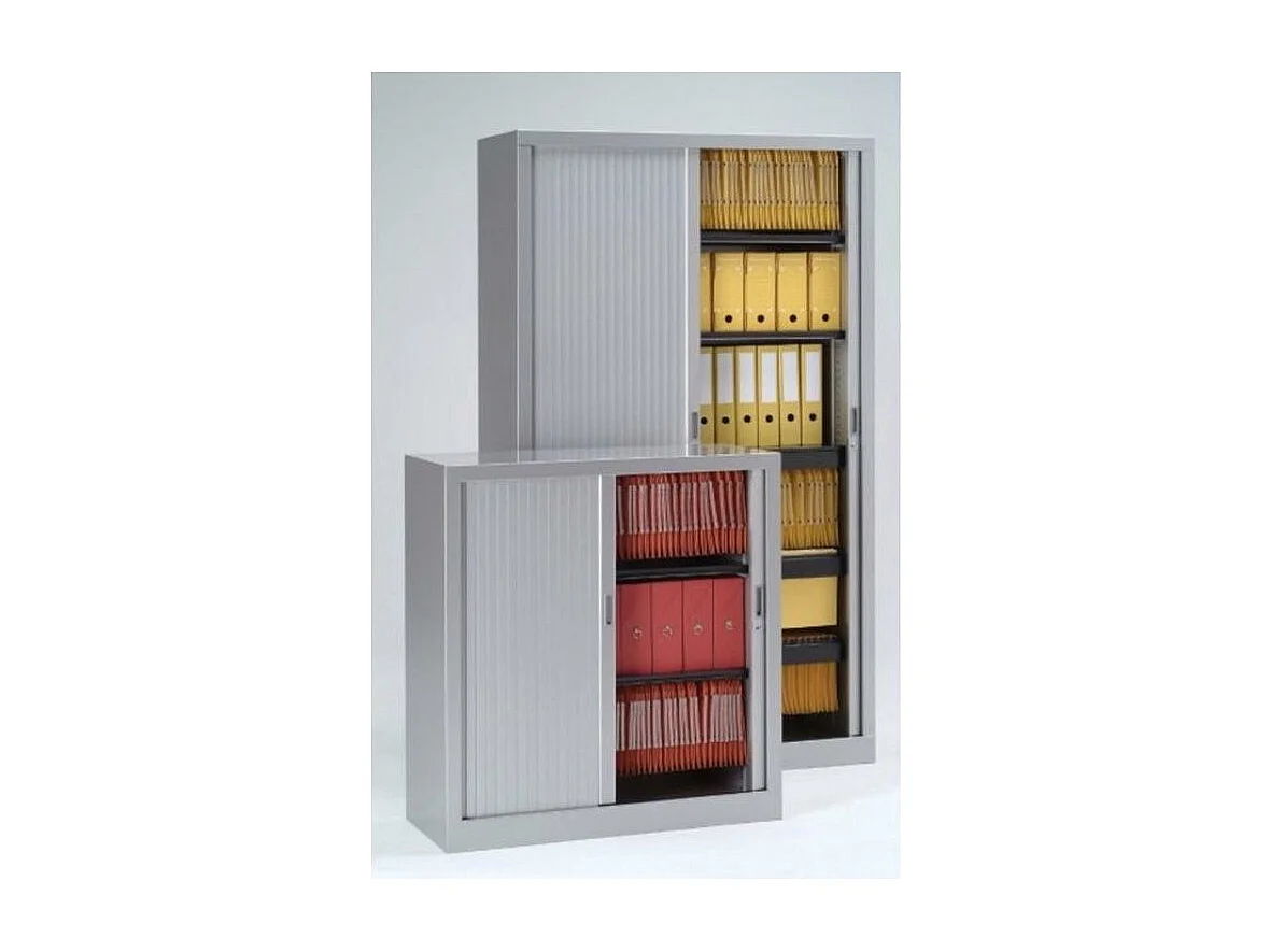 Armoire de bureau à rideaux beige 2 portes coulissantes Giao L90xH180xP43