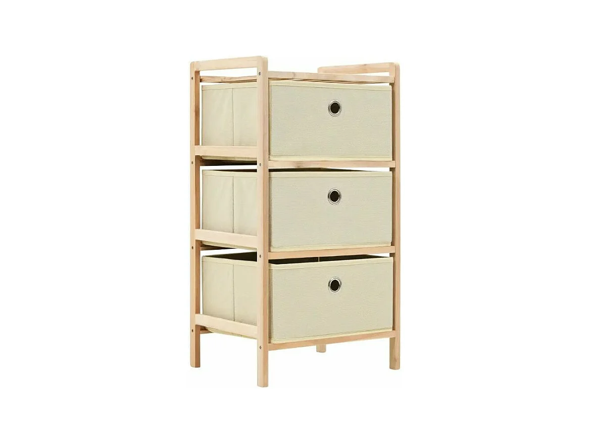 Meuble de rangement 3 tiroirs cèdre naturel et tissu beige Finest