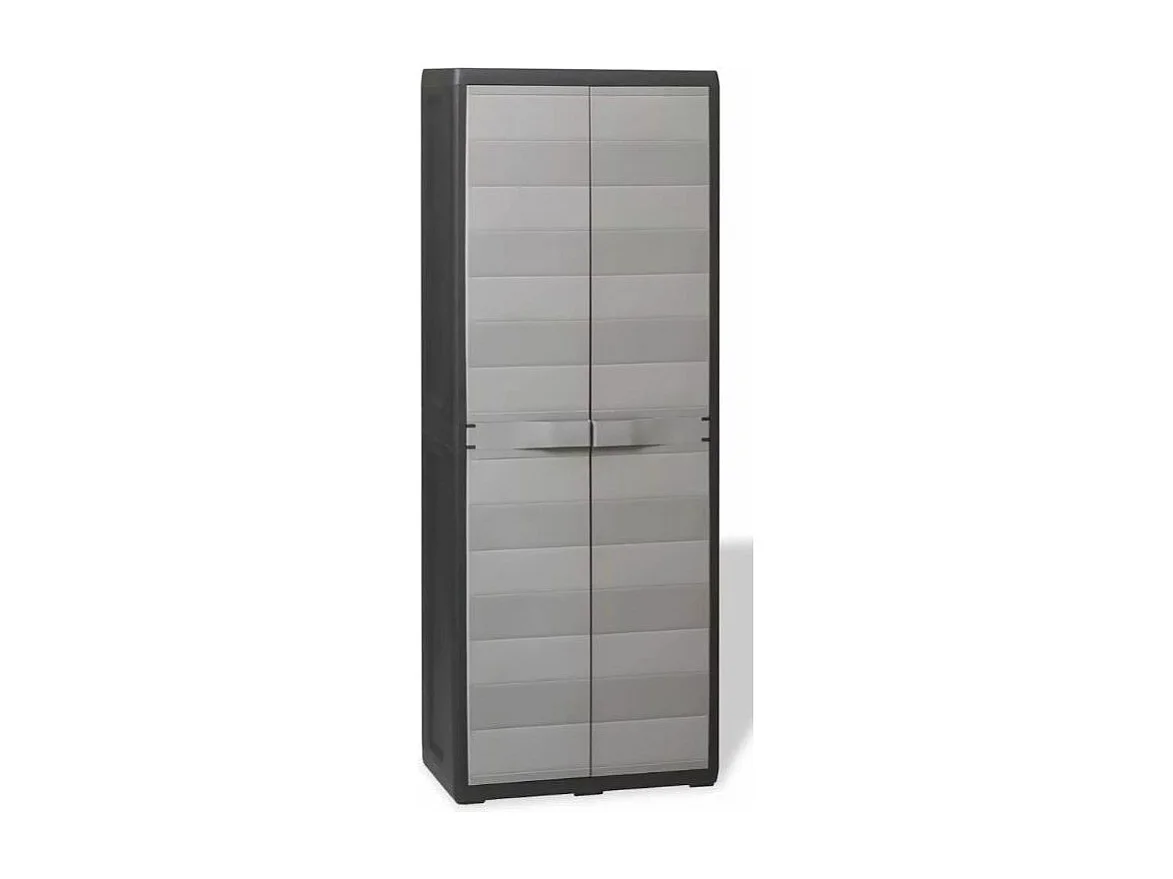 Armoire 2 portes 3 étagères gris et noir Cazé