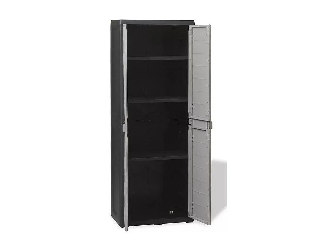 Armoire 2 portes 3 étagères gris et noir Cazé
