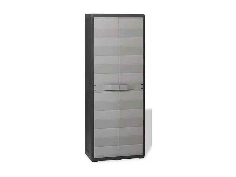 Armoire 2 portes 3 étagères gris et noir Cazé