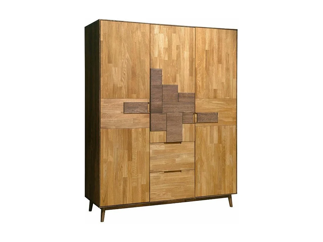 Armoire en chêne massif naturel et marron Thayla 160cm