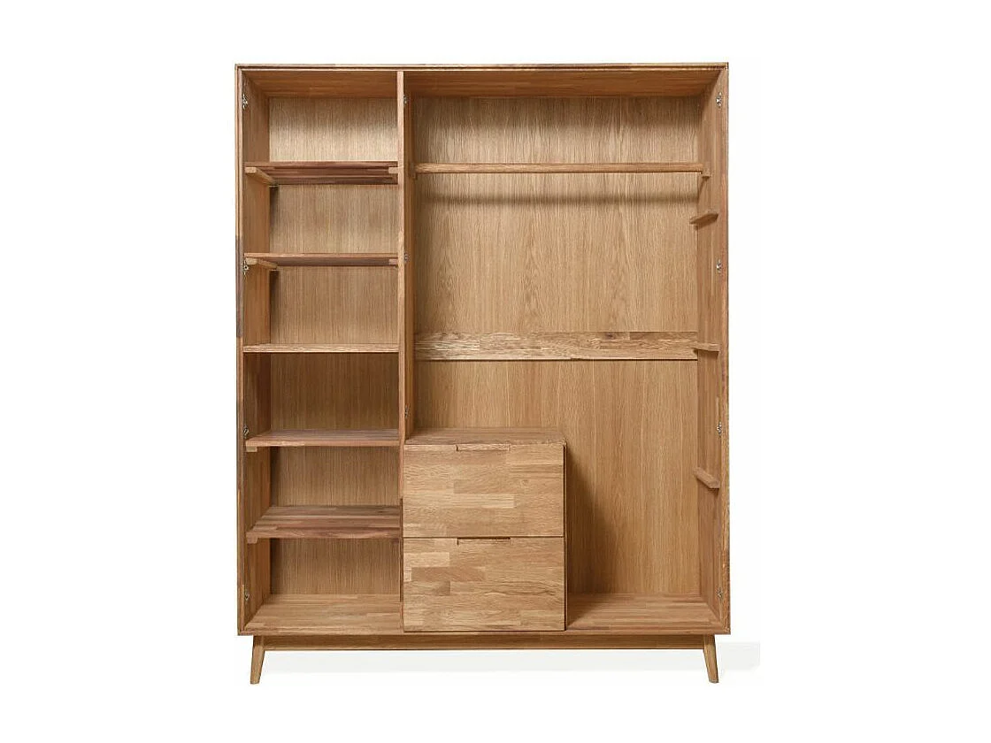Armoire en chêne massif naturel et marron Thayla 160cm