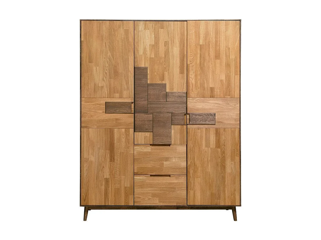 Armoire en chêne massif naturel et marron Thayla 160cm