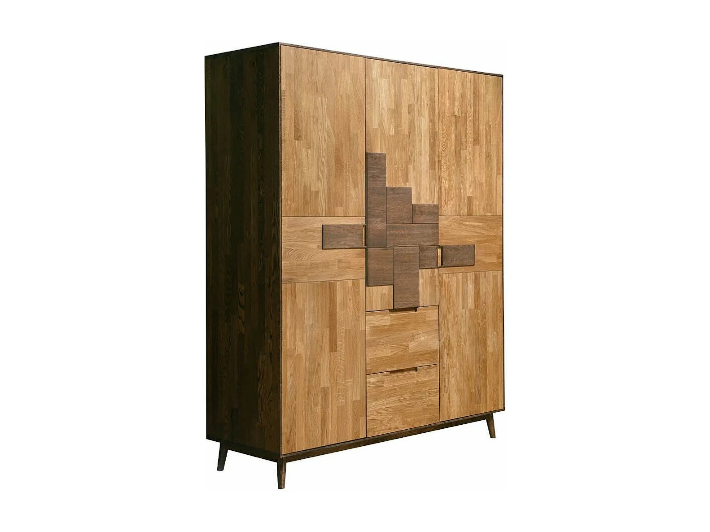 Armoire en chêne massif naturel et marron Thayla 160cm