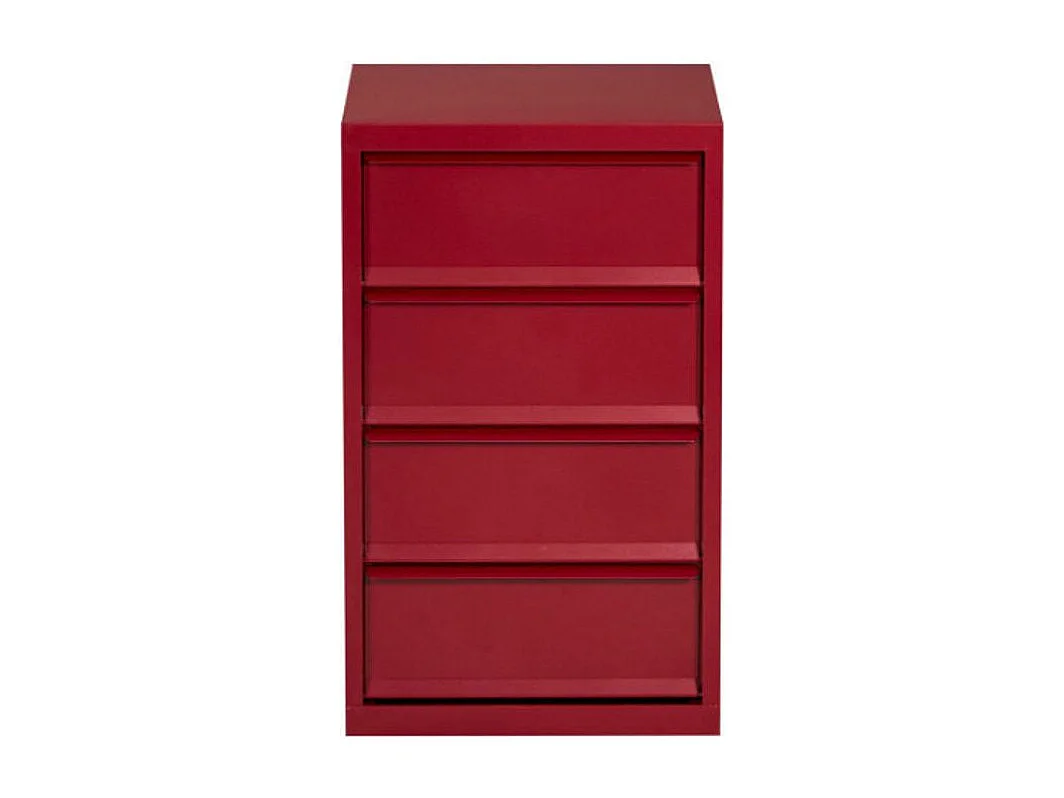 Meuble de rangement 4 cases métal rouge nacré Lebo
