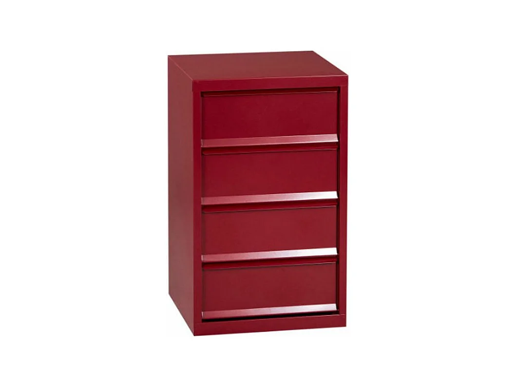 Meuble de rangement 4 cases métal rouge nacré Lebo