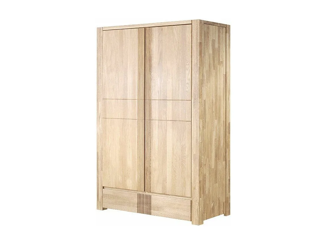 Armario de roble macizo blanqueado con 2 puertas Valoria 156 cm