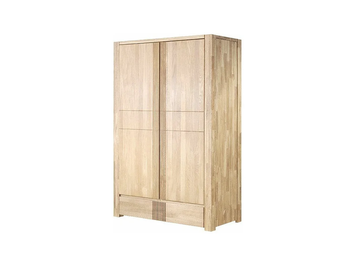 Armoire en chêne massif blanchi 2 portes Valoria 156cm
