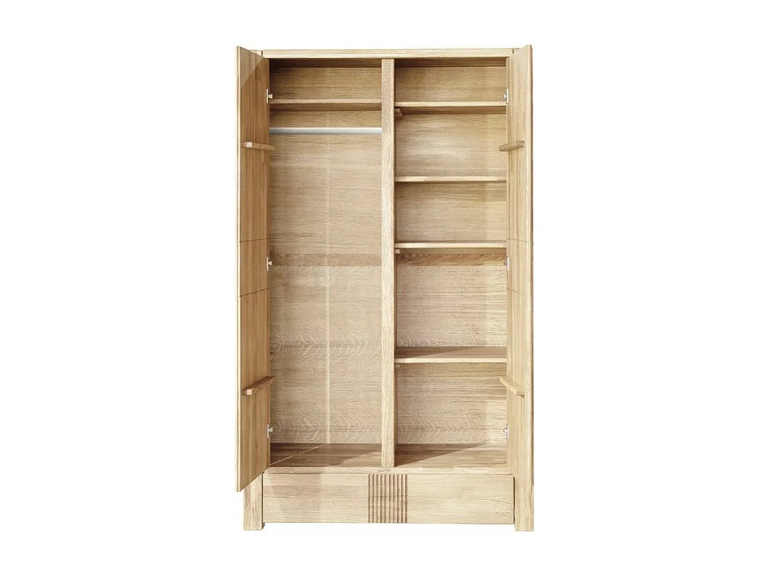 Armoire en chêne massif blanchi 2 portes Valoria 156cm