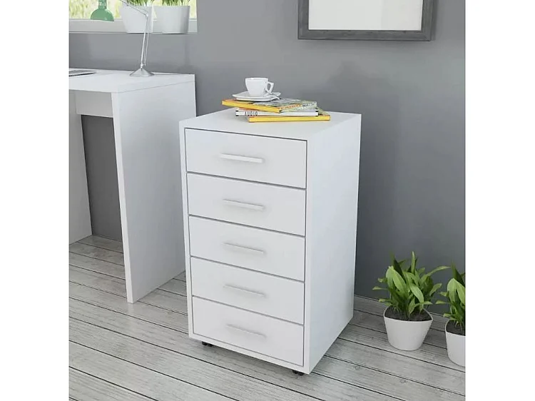 Meuble de rangement 5 tiroirs blanc Kapci