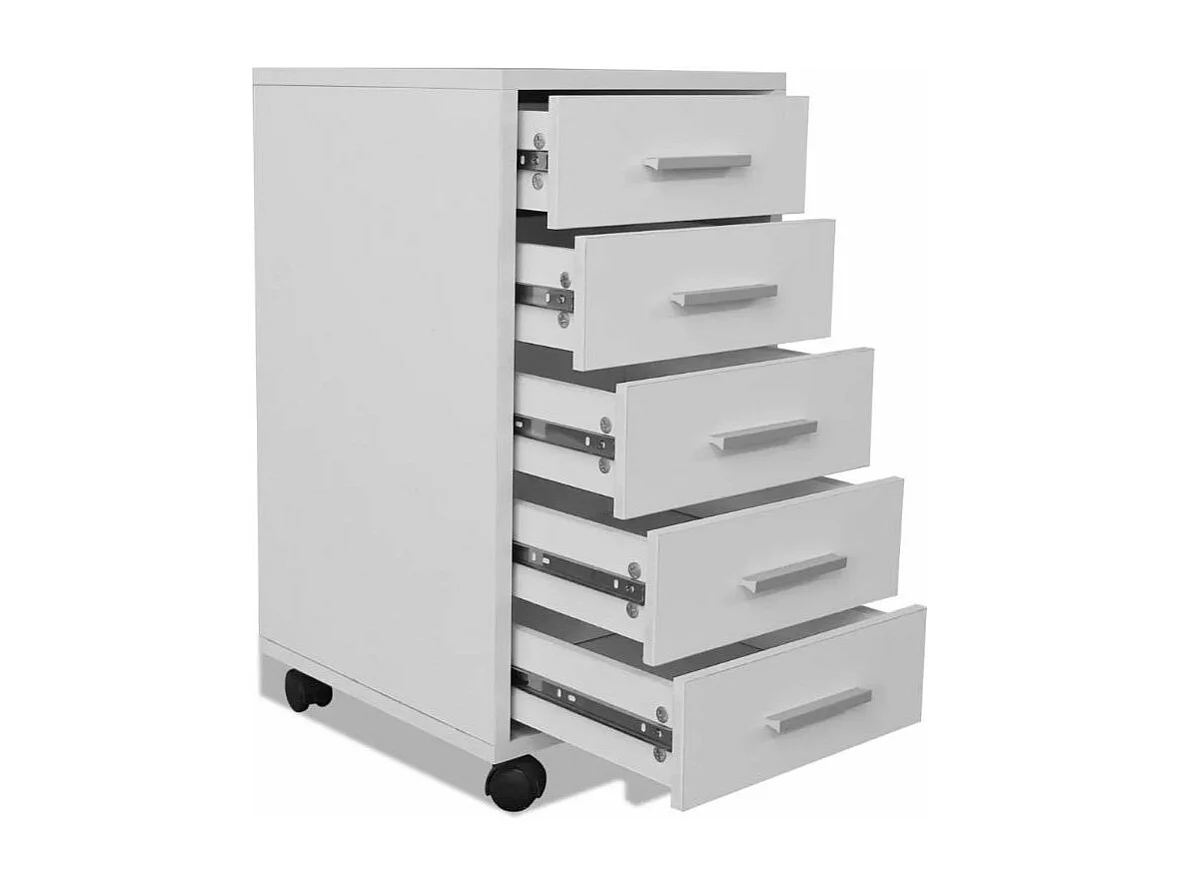 Meuble de rangement 5 tiroirs blanc Kapci