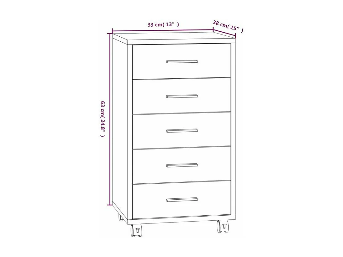 Meuble de rangement 5 tiroirs blanc Kapci