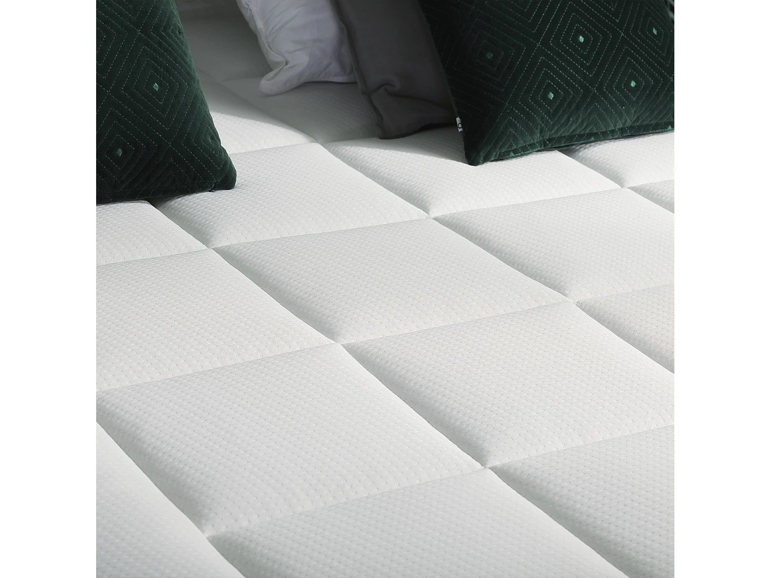 Ensemble matelas Ressorts 7 zones H28cm + sommier PALACIO 2 FABRICATION FRANCAISE Dimensions - 160 x 200 cm, Sommier - Vert celadon