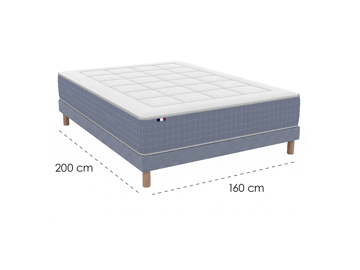 Ensemble matelas 7 zones KING STYLE, mémoire de forme & sommier Dimensions - 160 x 200 cm