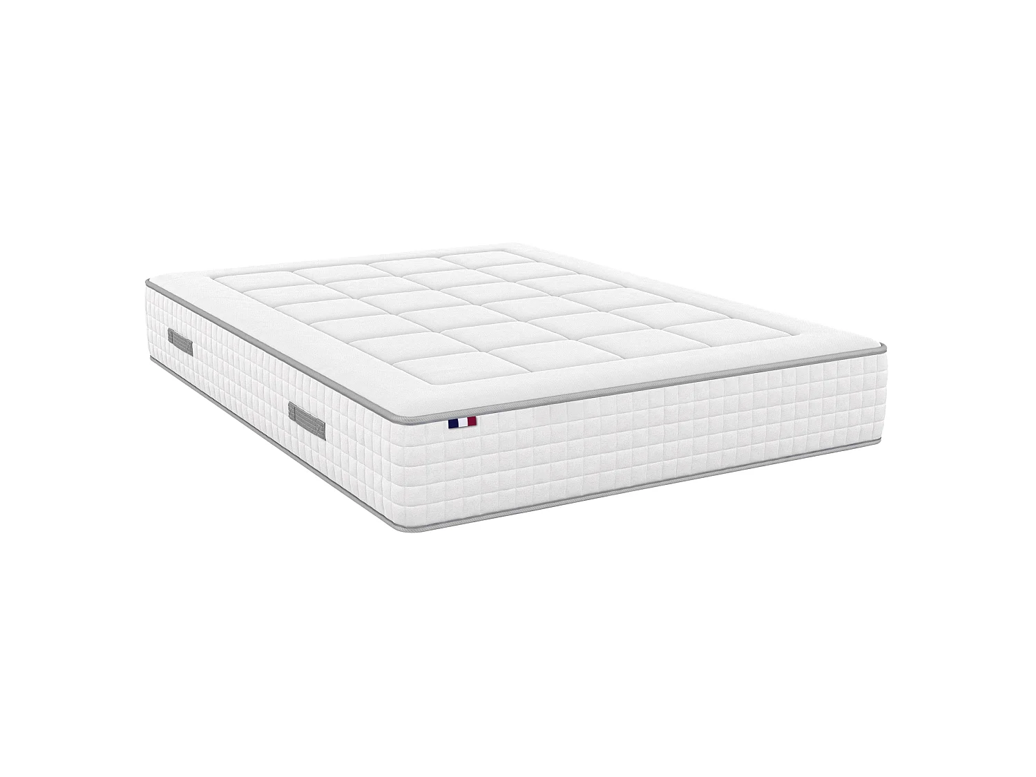 Ensemble matelas Ressort 7 zones + sommier + oreiller + couette - FABRICATION FRANCAISE Dimensions - 160 x 200 cm, Sommier - Bleu denim