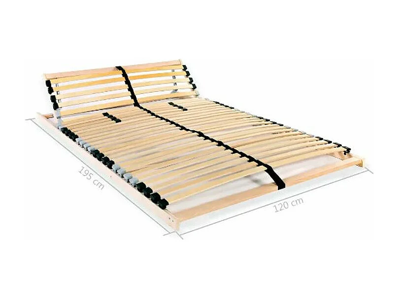 Cadre à lattes hêtre et bouleau massif clair Maximus 120x200 28 lattes