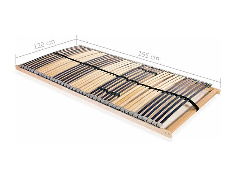Cadre à lattes hêtre et bouleau massif clair Maximus 120x200 42 lattes
