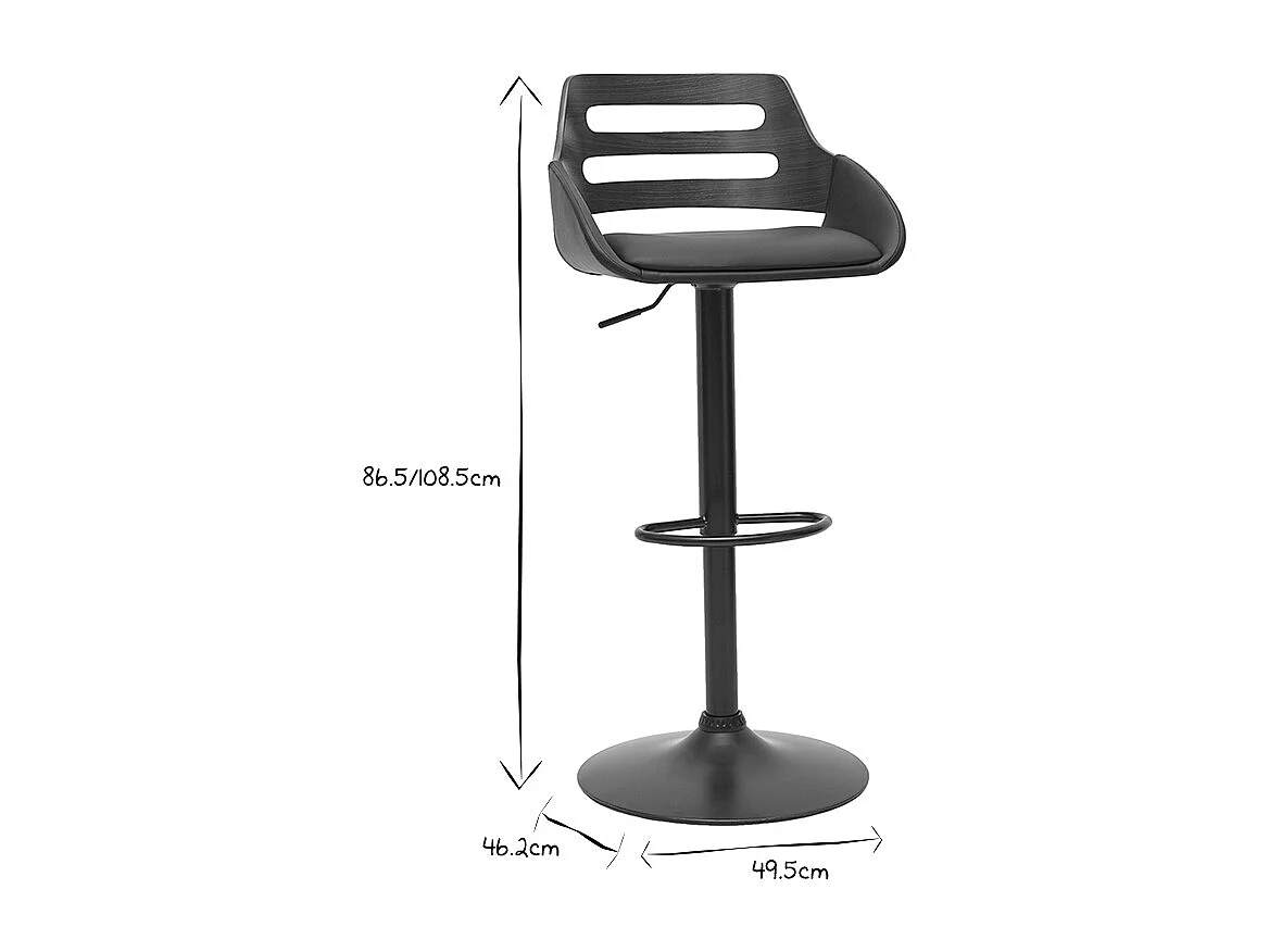 Design-Barhocker höhenverstellbar schwarz und Walnuss PERNIK