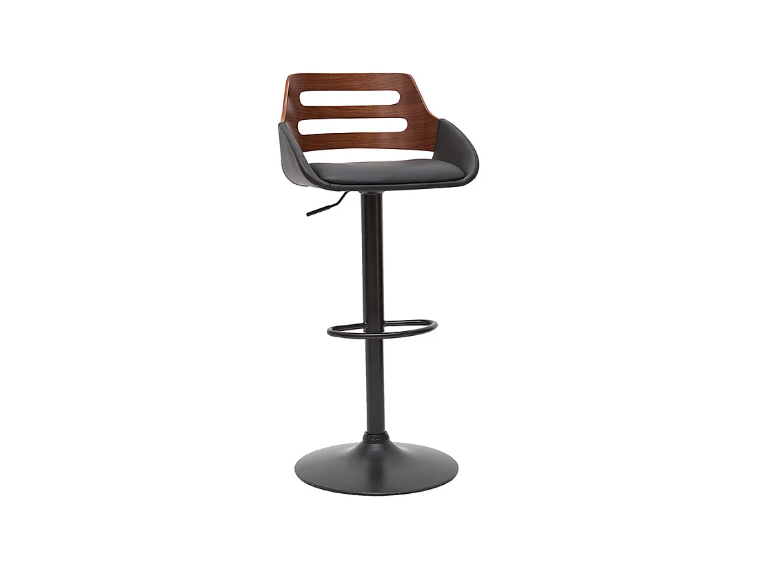 Tabouret de bar relevable design noir et noyer PERNIK
