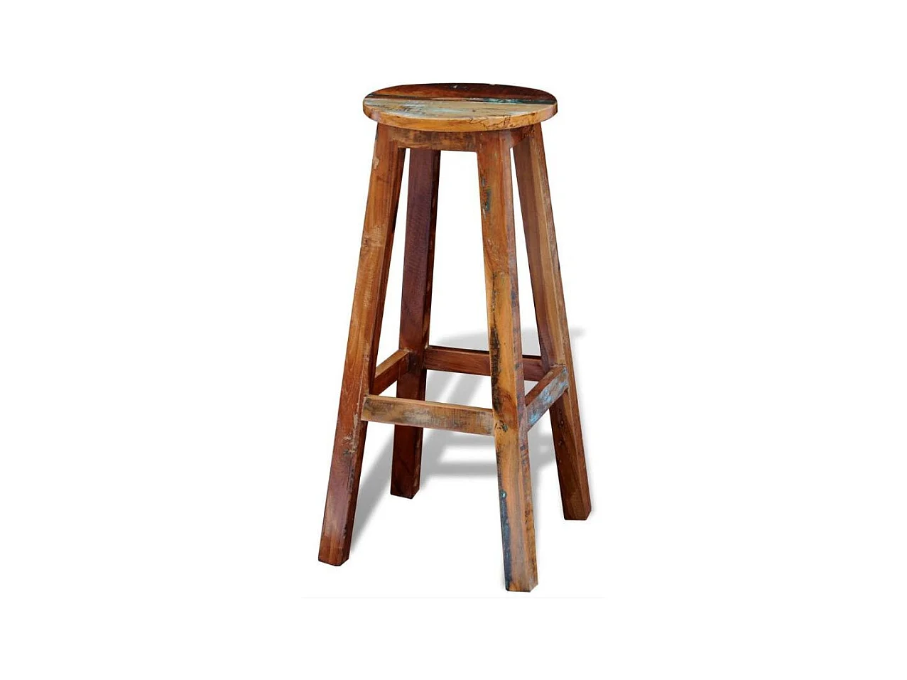 Tabouret de bar rond bois massif recyclé Moust 75cm
