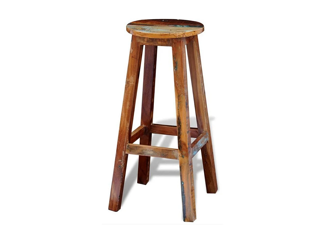 Tabouret de bar rond bois massif recyclé Moust 75cm