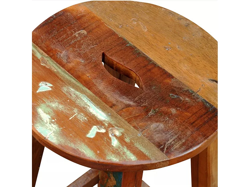 Tabouret de bar rond bois massif recyclé Moust 75cm