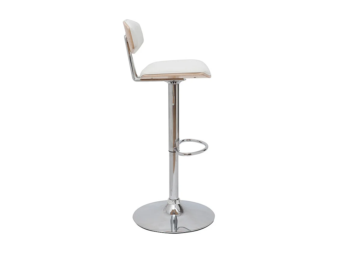 Tabourets de bar design réglables blanc et bois clair (lot de 2) VASCO
