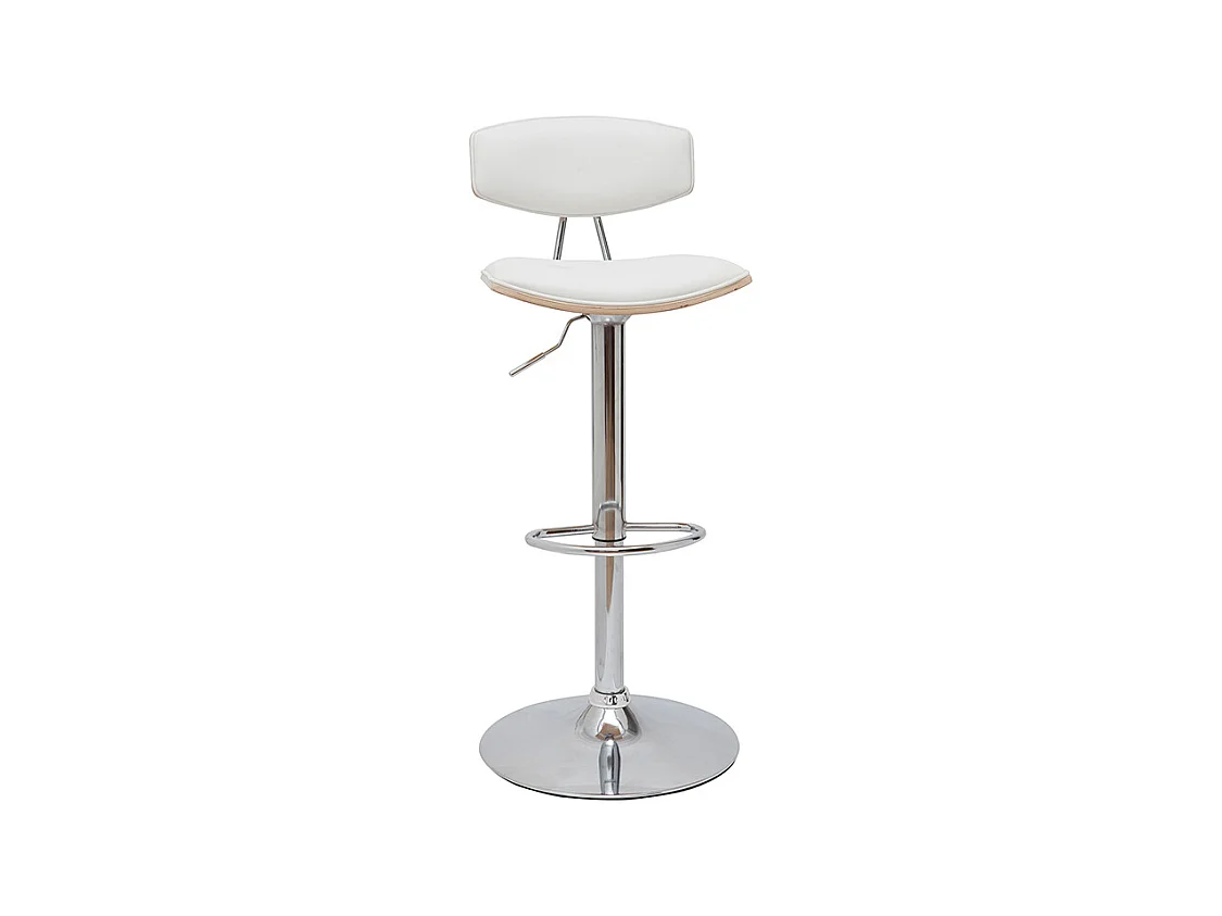 Taburete de cocina de diseño regulable blanco y madera clara VASCO