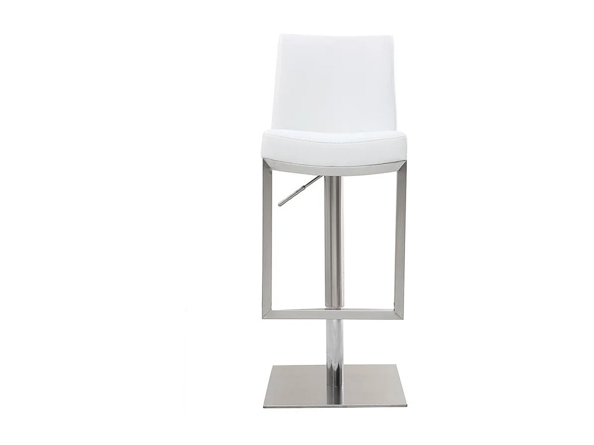 Tabourets de bar relevables blanc et acier chromé (lot de 2) KYLE