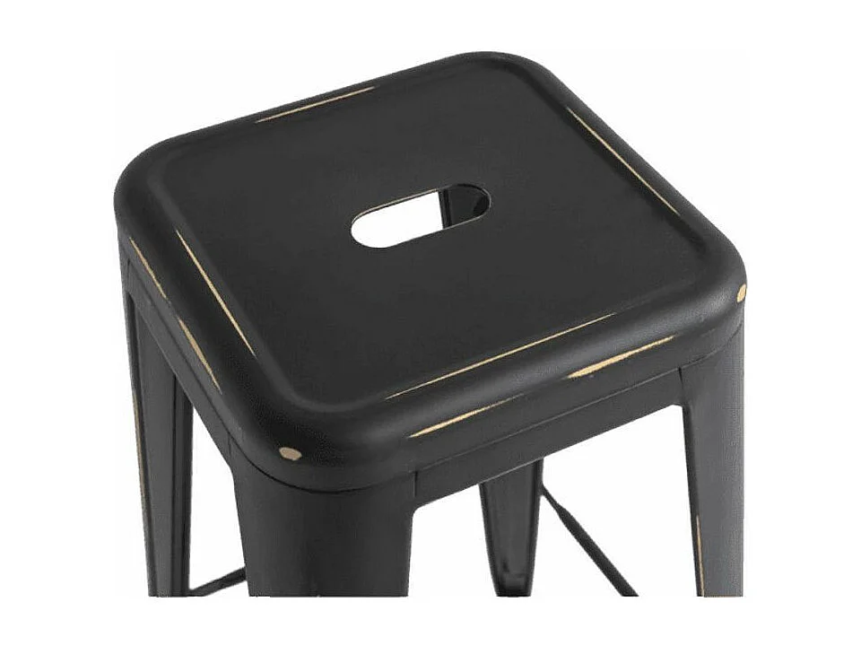 Tabouret haut industrielle acier vintage Kontoir 76cm-Couleur Noir