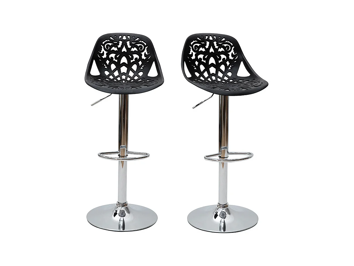 Tabourets de bar design avec motif baroque noir (lot de 2) BAROCCA