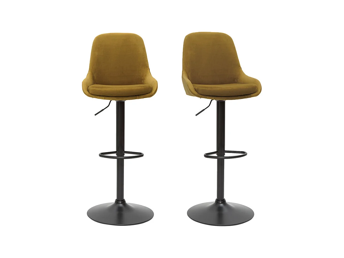 Tabourets de bar design réglables velours bronze (lot de 2) HOLO