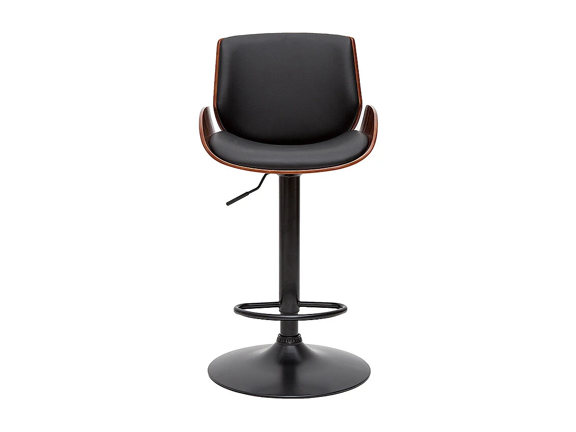 Taburete de cocina regulable negro con madera oscura VESPER