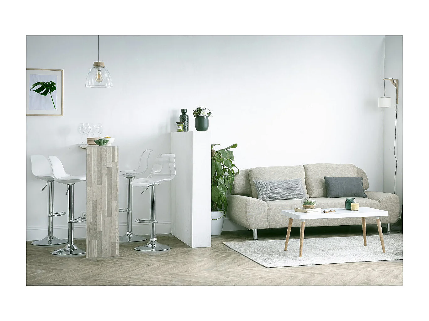 Tabourets de bar design blancs (lot de 2) STEEVY